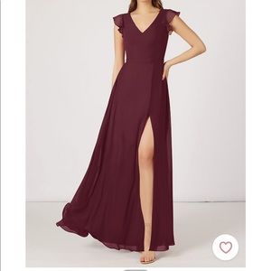 Azazie Claudine in Cabernet - worn once, dry cleaned after, shortened to fit 5’5